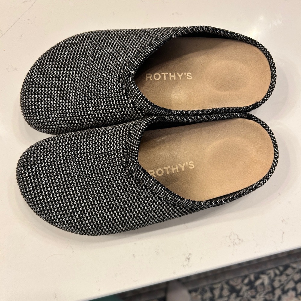 Rothy's Black and silver Slipper clogs